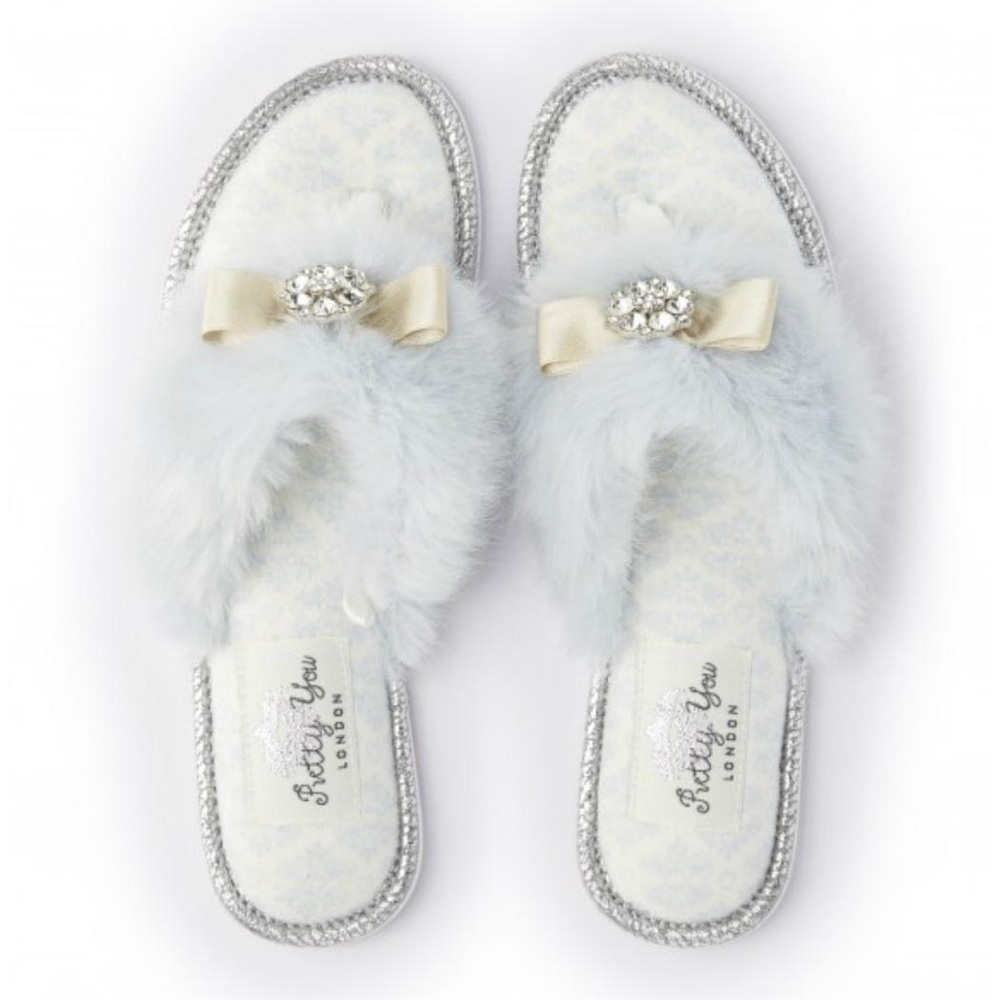 Pretty You London Olivia Blue Slippers NWT